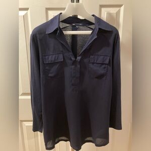 Gap Navy Blue Long Sleeve V-Neck Blouse